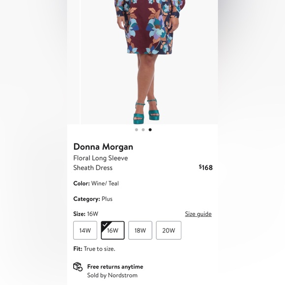 Donna Morgan Floral Long Blouson Sleeve Sheath Dress New with tags - Picture 6 of 10